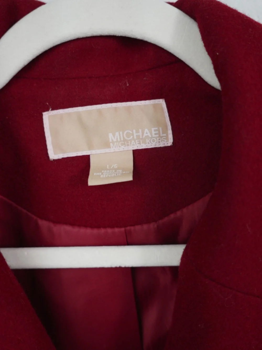 Michael Kors Womens PeaCoat Jacket, color Red, Wool Blend, Large